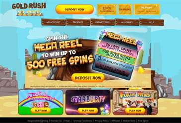 Gold Rush Slots Casino homepage.