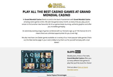 Grand Mondial Casino Games -kirjasto
