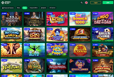 Selection of games at Greenplay casino