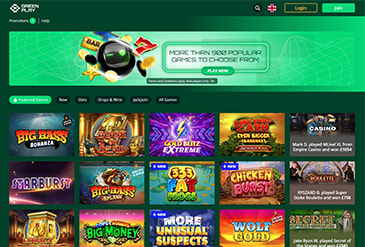 Homepage of Greenplay casino