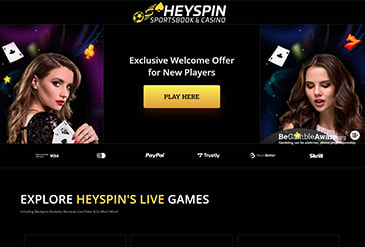 Homepage of the HeySpin website.