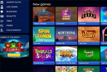 Selection of new casino games available at Huge Slots.
