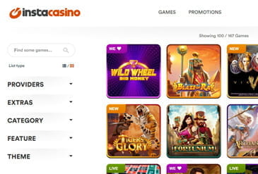 Selection of games available at Instacasino.