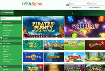 Large selection of casino games at Irish Spins.