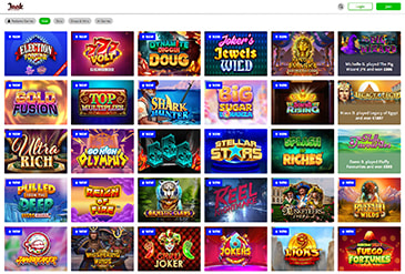 Preview of the Jaak Casino game selection.