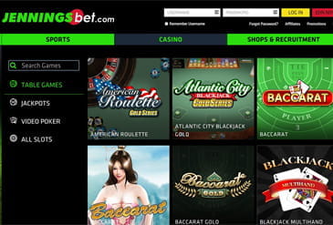 JenningsBet casino games.