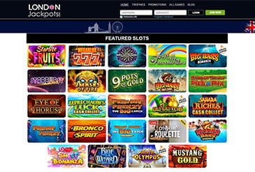 The London Jackpots casino homepage