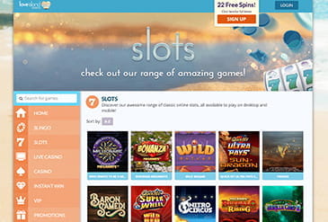Love Island Games Slots Selection