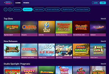 Magical Vegas Games Selection