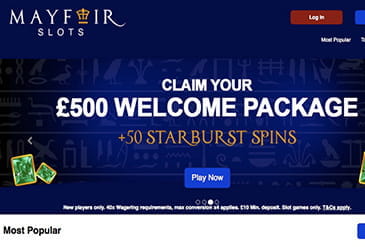 Mayfair Slots UK Homepage