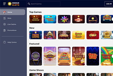 The MERKUR SLOTS homepage.