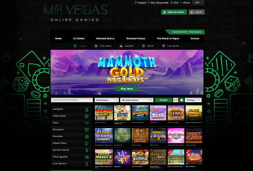 Homepage of Mr Vegas online casino