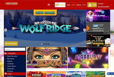 The Homepage of mRiches Casino UK