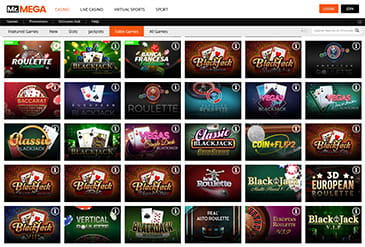 A selection of the casino games available at MrMega.