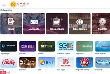 Omnia Casino Games selection