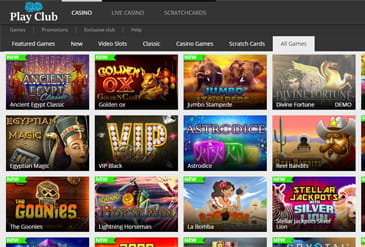 The Game selection of Play Club Casino