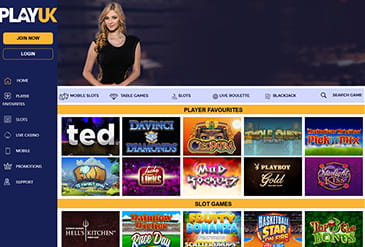 Homepage of PlayUK Casino