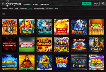 PlayStar casino game selection in New Jersey.