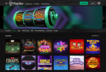 Homepage of the PlayStar NJ casino platform.