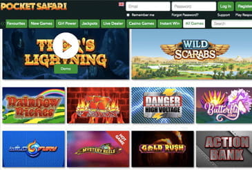Games at Pocket Safari Casino