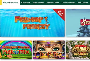 Selection of player favourite games at Pots of Luck Casino.