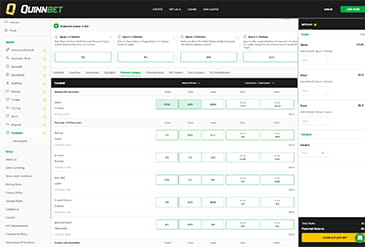 The Game selection at QuinnBet