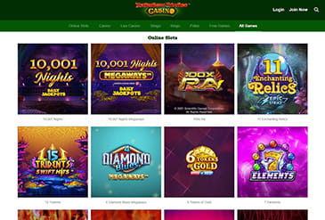 Selection of games available at Rainbow Riches Casino.