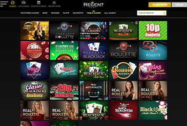 The main promotion available from Regent Play is shown on the homepage