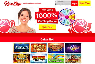 Rose Slots Casino Homepage
