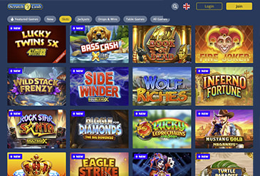 The game selection of Scratch2Cash