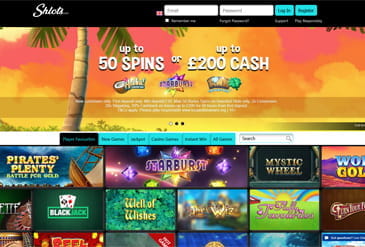 Shlots Casino Homepage