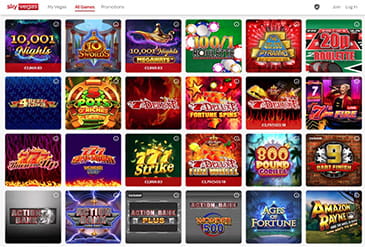 Sky Vegas Casino Game Selection Thumbnail