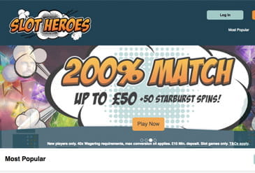 Slot Heroes comic style homepage