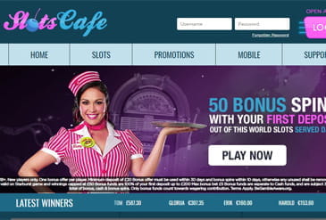 The 60s style dinner Slots Cafe homepage