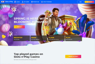 Picture of Slots n'Play homepage