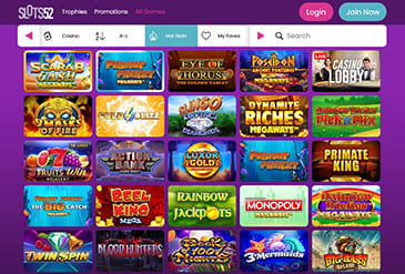 The Game selection at Slots52
