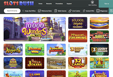 The Slots Rush casino game selection.