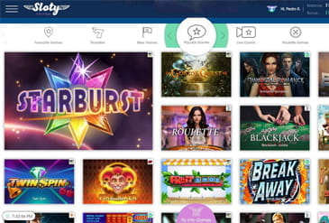 Games Selection at Sloty