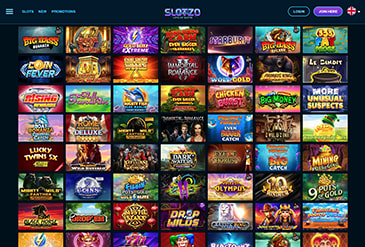 The game selection at Slotzo casino.