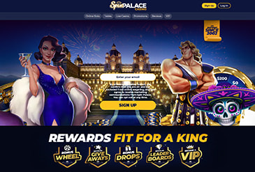 Homepage of the Spin Palace gambling platform for NJ
