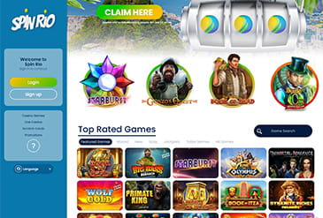 Homepage of Spin Rio casino