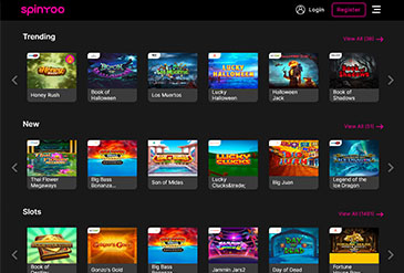 Selection of games available at SpinYoo casino.