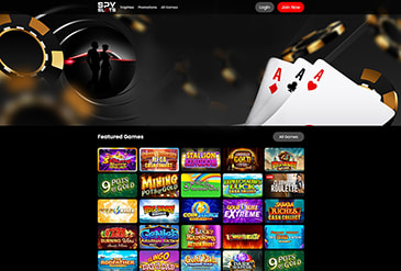 Homepage of Spy Slots Casino