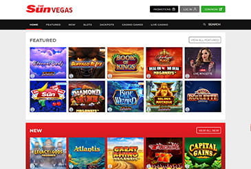 The Sun Vegas casino homepage