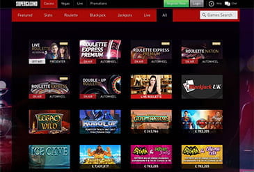 Thumbnail Game Selection of SuperCasino