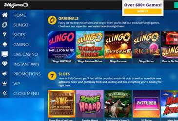 a selection of some of the games at the TellyGames online casino