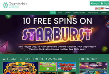 The Touch Mobile Casino homepage