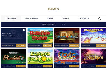 The games selection at UK Casino