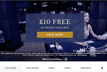 The homepage of UK Casino