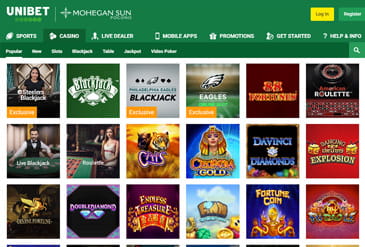 Collection of games at Unibet NJ casino